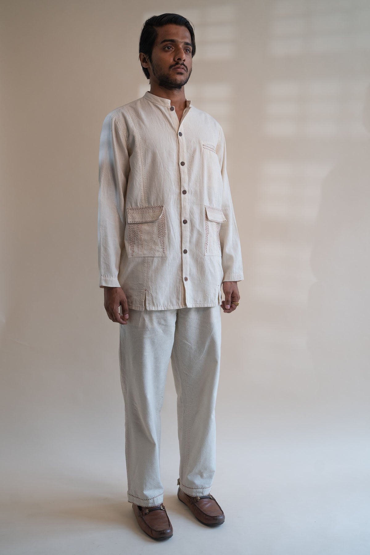 Buy Designer Panelled Long Cotton Shirt By Lafaani
